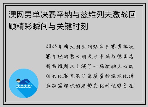 澳网男单决赛辛纳与兹维列夫激战回顾精彩瞬间与关键时刻