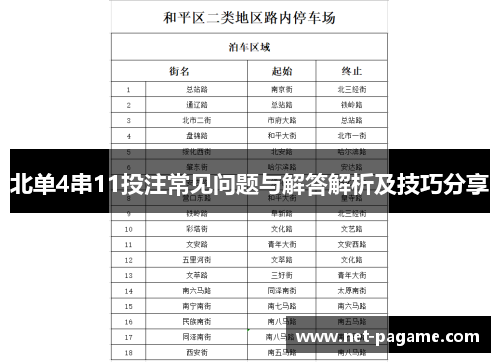北单4串11投注常见问题与解答解析及技巧分享