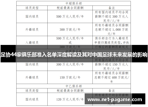 足协44家俱乐部准入名单深度解读及其对中国足球未来发展的影响