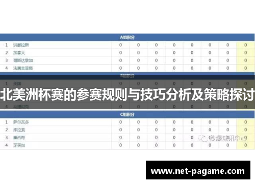 北美洲杯赛的参赛规则与技巧分析及策略探讨 北美洲杯赛的参赛规则与技巧分析及策略探讨